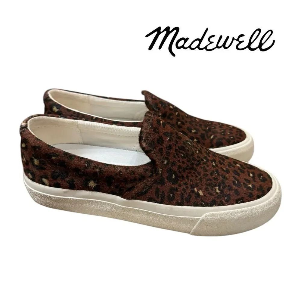 Madewell MA519 Slip On Sidewalk Leopard Calf Hair Women's Smealers 6